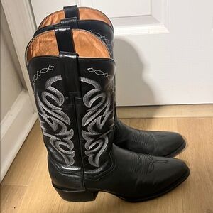 Black Leather Cowboy Boots